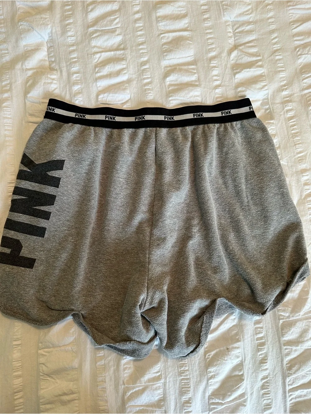 PINK Victoria’s Secret Gray Logo Waistband Dolphin Lounge Shorts S